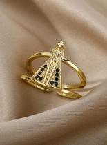 Anel ajustável feminino nossa senhora - banhado a ouro 18k