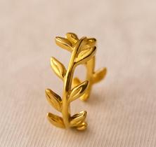 Anel Ajustável Folhas Dourado Acessório Feminino Elegante
