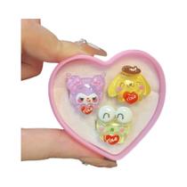 Anel Ajustável Hello Kitty, My Melody e Kuromi - Acessório Kawaii de Resina
