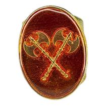 Anel Ajustável Machado De Xangô 2,70 Cm Marrom E Dourado