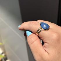 Anel ajustável na garra 13x18- gota quartzo azul