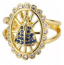 Anel Ajustável Nossa Senhora Feminino - Banhado A Ouro 18K