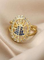 Anel ajustável nossa senhora feminino - banhado a ouro 18k