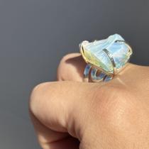 Anel ajustável pedra bruta (prata)- pedra da lua Anel ajustável pedra bruta (prata)- pedra da lua