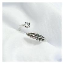 Anel Ajustável Pena com Zircônia Em Prata 925 Legítima Anel Ajustável Pena com Zircônia Em Prata 925 Legítima