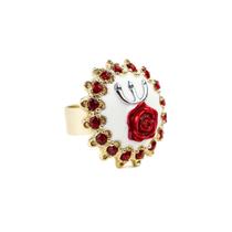 Anel Ajustável Pomba Gira Rosa 2,70cm Branco Dourado Metal Anel Ajustável Pomba Gira Rosa 2,70cm Branco Dourado Metal