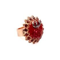 Anel Ajustável Pomba Gira Rosa 2,70cm Vermelho Cobre Metal