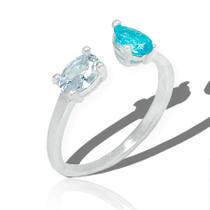 Anel Ajustavel Prata Lei Regulavel Pedra Zirconia Solitário