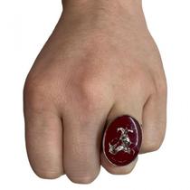 Anel Ajustável São Jorge 2,70 Cm Niquelado Em Metal Anel Ajustável São Jorge 2,70 Cm Niquelado Em Metal