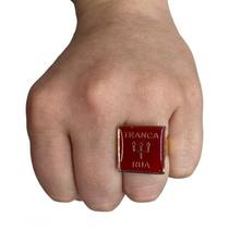 Anel Ajustável Tranca Rua 2,10 cm Vermelho e Dourado Metal