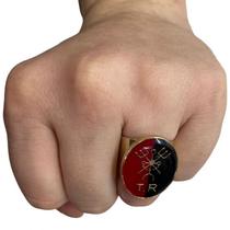 Anel Ajustável Tranca Rua 2,70 Cm Preto Vm E Dourado Metal Anel Ajustável Tranca Rua 2,70 Cm Preto Vm E Dourado Metal