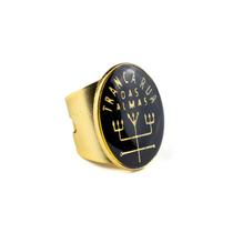 Anel Ajustável Tranca Rua 2,9 cm Preto e dourado em Metal