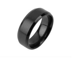 Anel Aliança Aço Negro Escovado Preto Inox Unisex - 3I