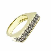 Anel Aliança Aparador Cravejado Com Zirconias Em Prata Com Banho De Ouro 18k 1695