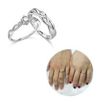 Anel Aliança Compromisso Namoro Casal Torcida Prateada Ajustável Anel Aliança Compromisso Namoro Casal Torcida Prateada Ajustável