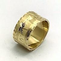 Anel Aliança Ouro 18k Escrava Egito Trabalhado com 1cm k330 Anel Aliança Ouro 18k Escrava Egito Trabalhado com 1cm k330