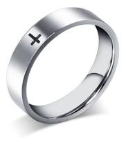 Anel Aliança Titânio Cruz 6mm Anel Aliança Titânio Cruz 6mm