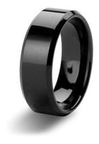 Anel Aliança Titânio Preto 8mm Escovado Anel Aliança Titânio Preto 8mm Escovado