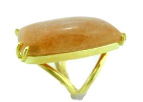 Anel Amazonita Rosa Retangulo Cabochão Dourado Aro Ajustavel Anel Amazonita Rosa Retangulo Cabochão Dourado Aro Ajustavel