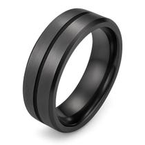 Anel Anatômico Preto Masculino Brilhante Feminino Titânio