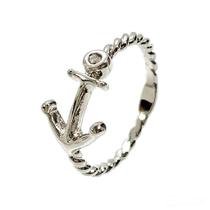 Anel Âncora Ródio Hipoalérgico Banhado a Ródio