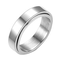 Anel Anti-estresse Em Aço Inoxidável Preto E Prata, Fidget Spinner Para Homens E Mulheres