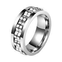 Anel Anti-Stress Rotativo Em Aço Inoxidável Preto Para Homens, Anel Fidget Punk