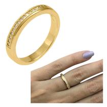 Anel aparador 1 fileira cravejado banhado a ouro 18k