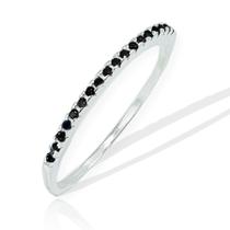 Anel Aparador Aliança Prata Original Pedra Zirconia Preta Anel Aparador Aliança Prata Original Pedra Zirconia Preta