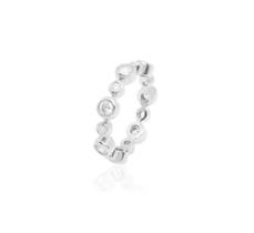 Anel aparador com círculos cravejados banhada a ródio branco - zircônias - 4mm - 2g