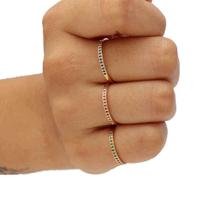 Anel Aparador com Zirconias Coloridas Folheado em Ouro 18K