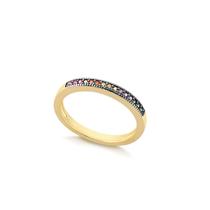 Anel Aparador Com Zircônias Multicolor Folheado A Ouro