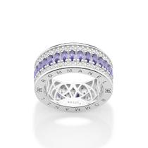 Anel Aparador com Zircônias Prata 925 Rommanel 810400 Tamanho:16Cor:ROXO COM BRANCO Anel Aparador com Zircônias Prata 925 Rommanel 810400 Tamanho:16Cor:ROXO COM BRANCO
