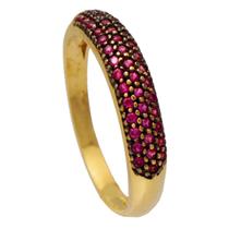 Anel Aparador de Aliança com Zircônias Pink Softjoias Folheado em Ouro 18K