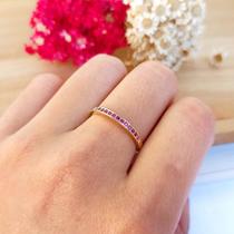 Anel Aparador de Zircônias Rosa Folheado Ouro 18K Softjoias