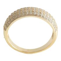 Anel Aparador meia aliança 5mm cravejada com micro zirconias Folheada Ouro 18k semijoia