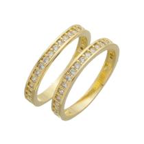 Anel Aparador Meia Aliança Banhado A Ouro 18k-2Peças Anel Aparador Meia Aliança Banhado A Ouro 18k-2Peças