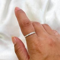Anel aparador meia aliança cravejado zircônia redondas cristal em prata 925 Tamanho:12
