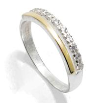 Anel Aparador Meia Aliança Prata 925 Com Aplique Em Ouro Anel Aparador Meia Aliança Prata 925 Com Aplique Em Ouro