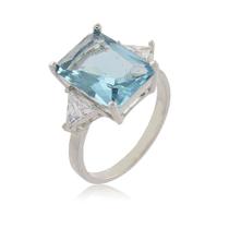 Anel Aquamarine Retângulo Ródio Anel Aquamarine Retângulo Ródio