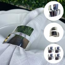 Anel Argola para Guardanapo Metal Prata 4 unidades