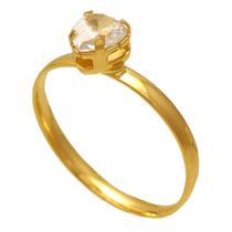 Anel aro anatômico com zircônia em formato de coração folheado em Ouro 18K Softjoias