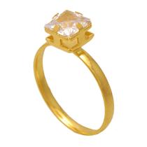 Anel aro anatômico com zircônia quadrada folheado em Ouro 18K Softjoias