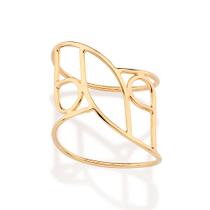 Anel Aro Duplo Abstrato Banhado a Ouro Rommanel 513575