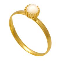 Anel aro fino com pérola Delicado folheado em Ouro 18K Softjoias