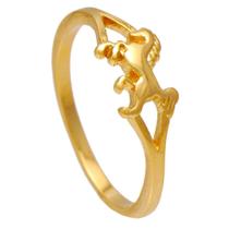 Anel Aro Liso com Figura de Pequeno Cavalo Folheado em Ouro 18K Softjoias