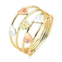 Anel Aros e Corações em Três Cores Folheado a Ouro 18k Anel Aros e Corações em Três Cores Folheado a Ouro 18k