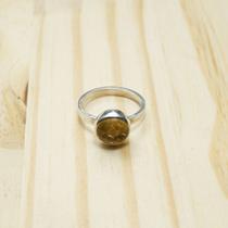 Anel artesanal em prata com pedra natural citrino de 10mm