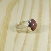 Anel artesanal em prata com pedra natural quartzo goiaba