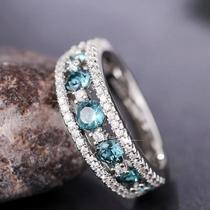 Anel Azul CZ Brilhante Para Mulheres, Elegante Para Casamentos, Festas E Uso Diário, Joias De Moda